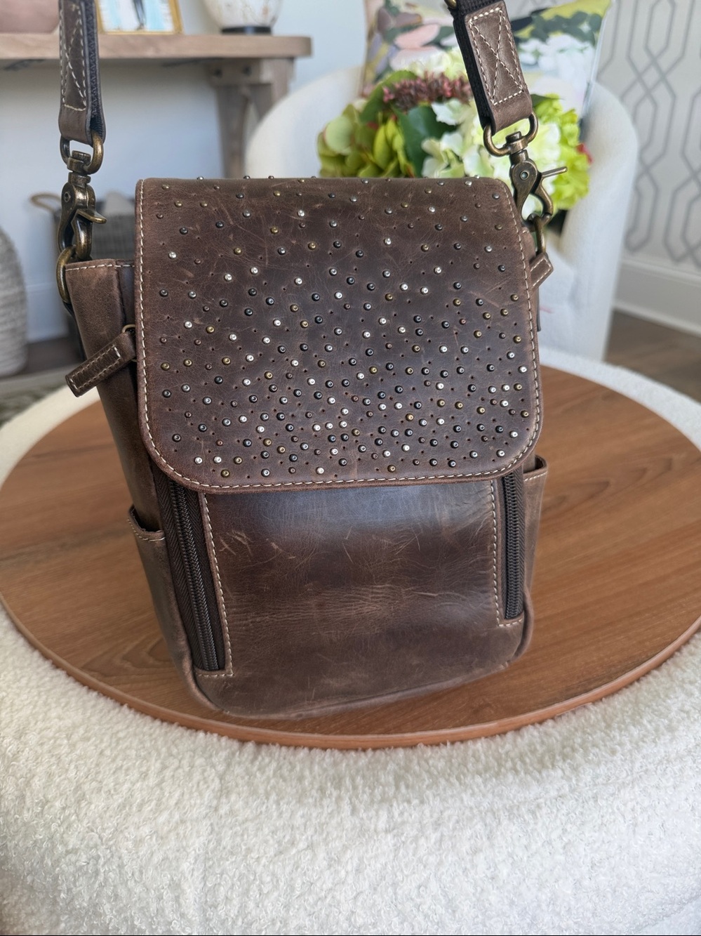 gun toting, mama, genuine leather conceal carry Crossbody shoulder purse